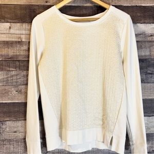 Ann Taylor Loft Cream Gold Sweatshirt Sweater